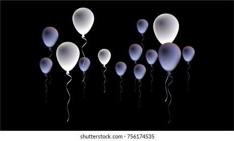 Black Friday Balloons Background. Black and Silver Realistic Balloons Collection. Cool Vector Illustration for Business, Party, Birthday or Holidays. Rich VIP Premium Stylish Balloons Flying Isolated.