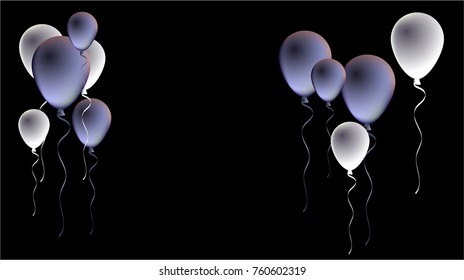 Black Friday Balloons Background. Black and Silver Realistic Balloons Collection. Cool Vector Illustration for Business, Party, Birthday or Holidays. Rich VIP Premium Stylish Balloons Flying Isolated.