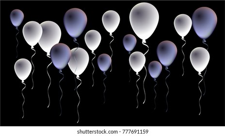 Black Friday Balloons Background. Black and Silver Realistic Balloons Collection. Cool Vector Illustration for Business, Party, Birthday or Holidays. Rich VIP Premium Stylish Balloons Flying Isolated.