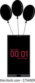 Black Friday Balloons Mobile con tiempo y datos