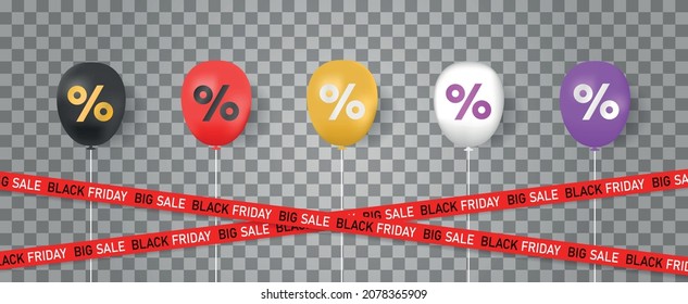 Black friday baloons set objecta