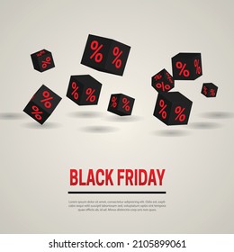 black Friday banner 3d cube with percent background