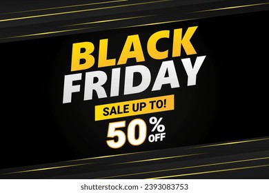 Banner del Black Friday. hasta un 50% de descuento. Diseño de plantillas de banner publicitario.