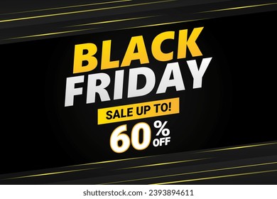 Black Friday banner. up to 60% off. Advertising banner template design.