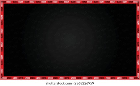 Black Friday Black Banner Background With Red Shiny Ribbon, Black Friday Text and Discount Pattern. Premium Vector Template For Black Friday Holiday Season. Ecommerce Product Promotion Template Design