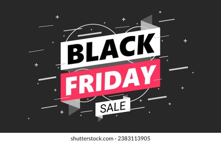 Black Friday Banner with black background. Vector black Friday sale banner design.
