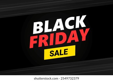 Anuncio Black Friday con fondo negro. Diseño de Plantilla de Anuncio de venta de negocios de Vector.