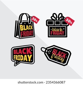 Black friday banner, bag, ribbon and label - dicount - off