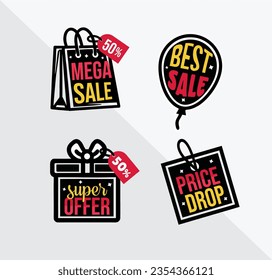 Black friday banner, bag, ribbon and label - dicount - off