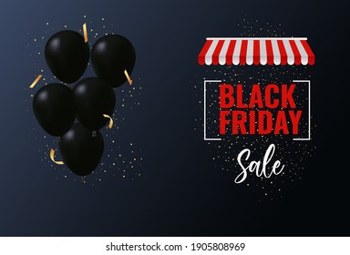 black friday banner with ballons