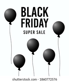 Black Friday banner with black balloon