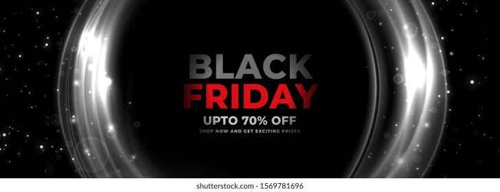 black friday banner with circular glowing lines
