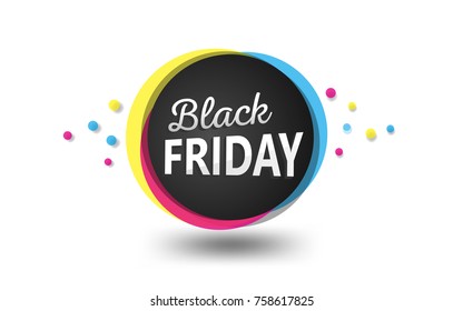 Black friday banner, color full, cmyk, 3d effect, white background