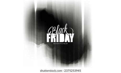 Black Friday Banner. Commercial background for Black Friday discount shopping promotion and advertising. Defocused stain with vertical dynamic lines. Black and white color. Vector illustration.