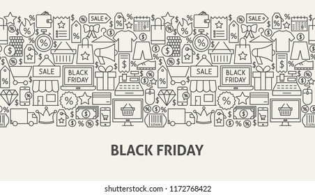 Black Friday Banner Concept. Vector Illustration of Line Web Design.