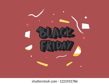 Black Friday banner with decoration. Lettering for promotion of sale.