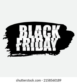 Black Friday banner design with 3D sign on grunge ink stain. Vector illustration.