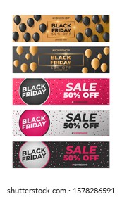 Black Friday Banner Design, Best Promotions Deal Set For Shop Sale Vector Stock