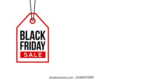  Black Friday banner design with hanging sales tag. black Friday November banner or graphic design. creative black Friday banner with a white background and white space for text or copy