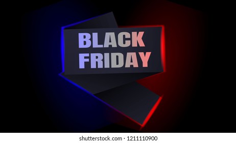 Black Friday Banner Design on Red and Blue Background. Vector Illustation