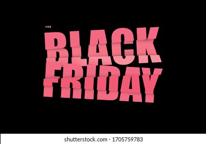 Black Friday banner design with pink letter on the black background. Vector illustration.