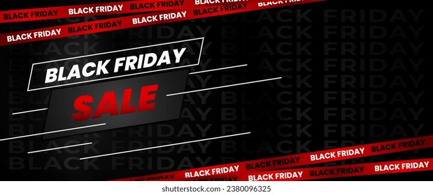 Black Friday banner design in black and red with light elements