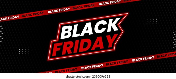 Black Friday banner design in black and red with light elements