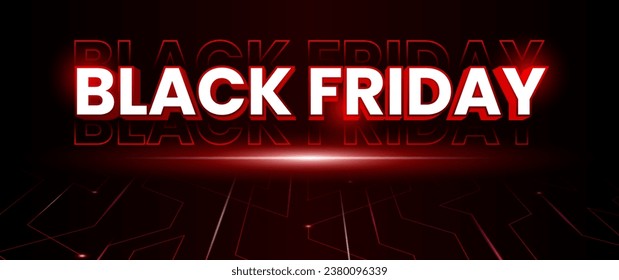 Black Friday banner design in black and red with light elements