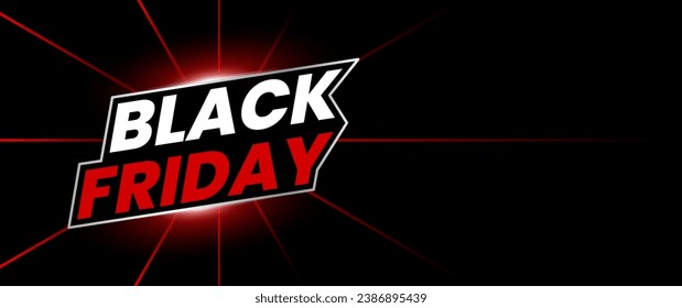 Black Friday banner design in black and red with light elements