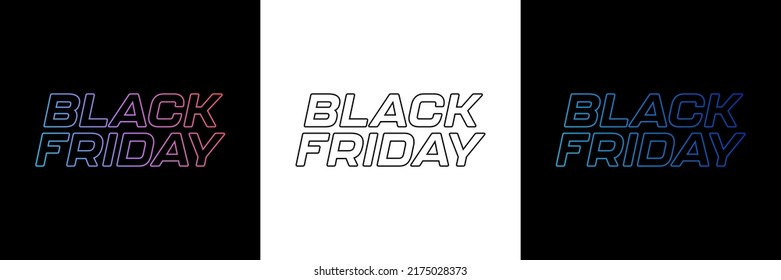 Black Friday Banner Design Set. Square Banner, Social Media Post or Label with Black Friday Logotype Isolated on Background. Vector Illustration for Black Friday Sales.