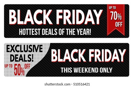 Black friday banner design set over a white background, vector illustration