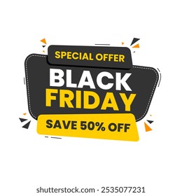 Black friday banner design. Black friday special offer promotion banner. Discount banner for black friday sale. Social media, web banner, sale badge