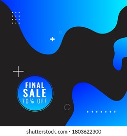 Black friday banner design template with blue and dark fluid or liquid shape for your social media, poster or flyer