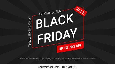 Black Friday banner design template for promotion, vector illustration