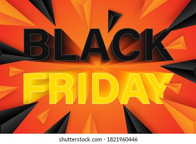 Black Friday banner design template on orange background. Vector illustration