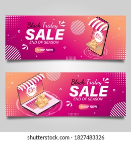 Plantilla de diseño de banner de Black Friday. Ilustración del vector