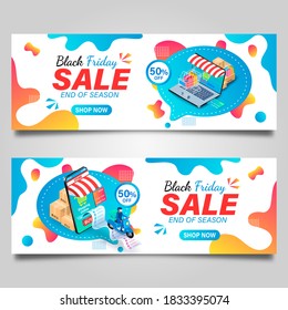 Black Friday banner design template. Vector illustration