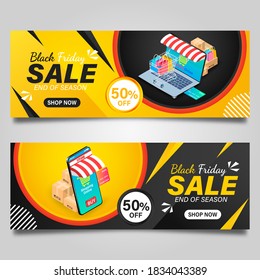Plantilla de diseño de banner de Black Friday. Ilustración del vector