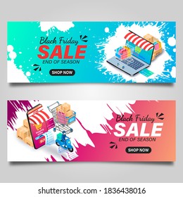 Black Friday banner design template. Vector illustration