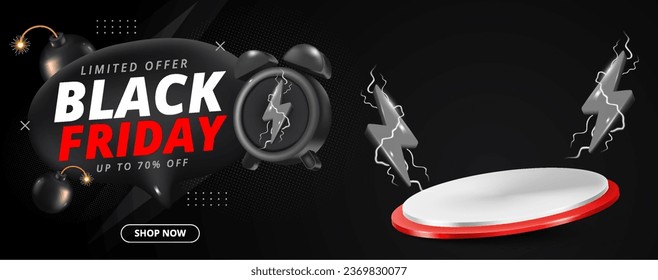 Black Friday banner design template for promotion, vector illustration.