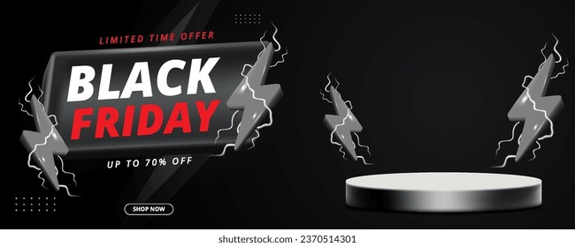 Plantilla de diseño de banner de Black Friday para promoción, ilustración vectorial.