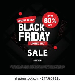 Black Friday Banner Design-Vorlage für Promotion, Vektorillustration