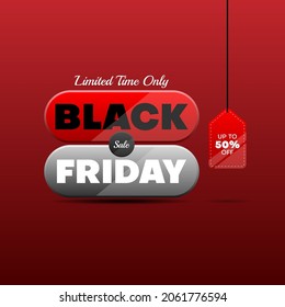 vector de diseño de banner de viernes negro con fondo brillante en rojo