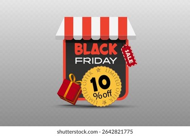 Black Friday banner with discounts. On a transparent background.