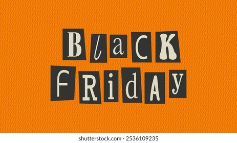 Black Friday banner with female open mouth. Trendy vector pieces. Creative collage for social media, card, print.