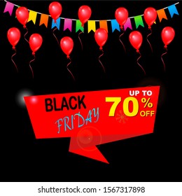 Black Friday Banner with Flag and Balloon 