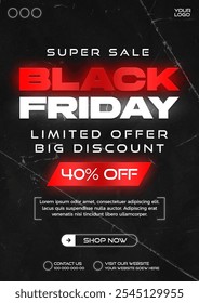 Black Friday banner flyer black background template