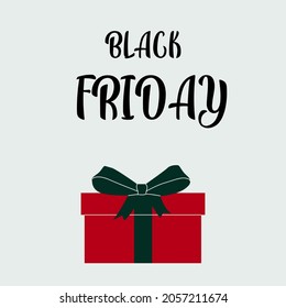 Black Friday banner. Gift box with a large bow on a light background. Vector flat illustration.