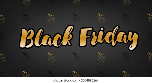 Black Friday banner. Black and gold colors template for promotion, advertising, web, social and fashion ads. Vector illustration
