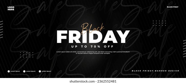 The Black Friday banner is black and gold, perfect for retail
